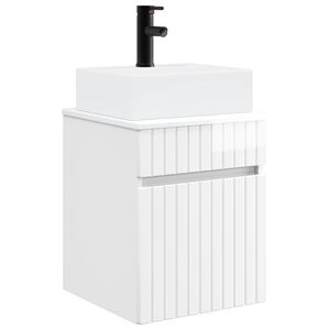 vidaXL Wall-mounted Sink Vanity High Gloss White 39 x 41 x 62.5 cm