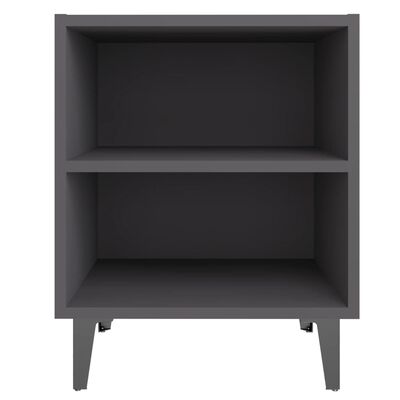 vidaXL Bed Cabinet with Metal Legs Grey 40x30x50 cm