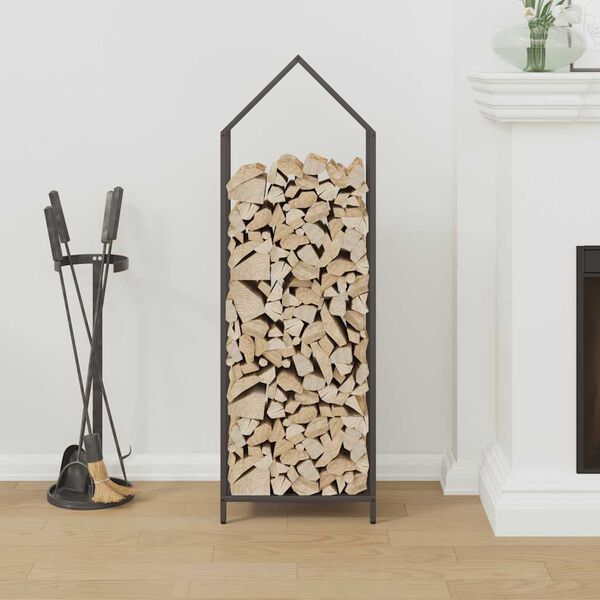 vidaXL Firewood Rack Black 40x25x120 cm Cold-rolled steel