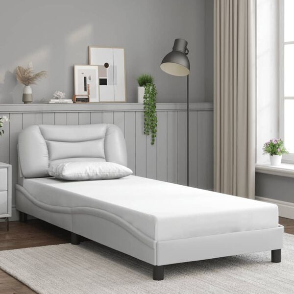 vidaXL Bed Frame with LED without Mattress "Hvar" White 80x200 cm