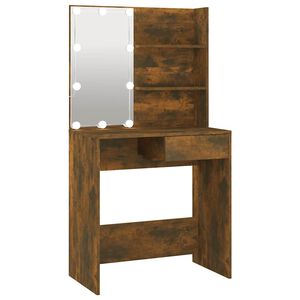 vidaXL Dressing Table with LED Smoked Oak 74.5x40x141 cm
