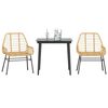 vidaXL 3 Piece Garden Dining Set Brown Poly Rattan Glass