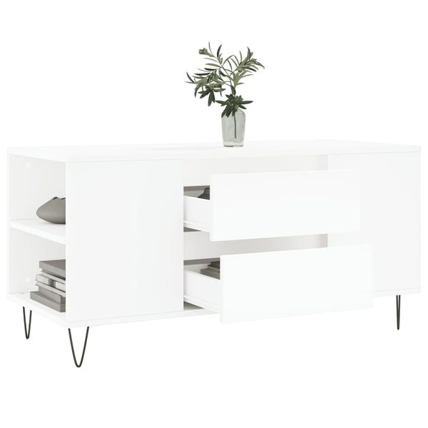 vidaXL Coffee Table White 102x44.5x50 cm Engineered Wood