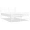 vidaXL Metal Bed Frame without Mattress with Footboard White 135x190cm