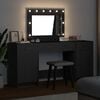 vidaXL Dressing Table with Mirror Lights 3 pcs Black Engineered Wood