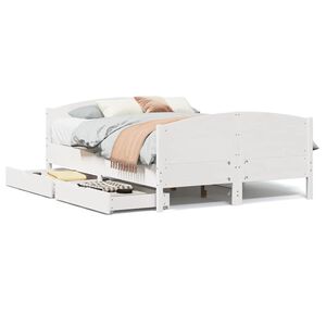 vidaXL Bed Frame without Mattress White 135x190 cm Double Solid Wood Pine