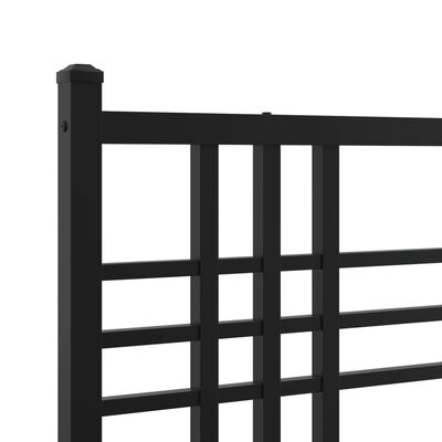 vidaXL Metal Bed Frame with Headboard Black 140x190 cm