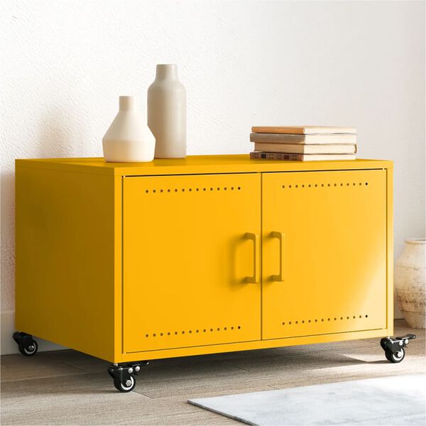 vidaXL Coffee Table Mustard Yellow 68x50x43.5 cm Steel