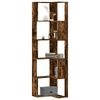 vidaXL Corner Bookcase 5-Tier Smoked Oak 50x50x179 cm Engineered Wood