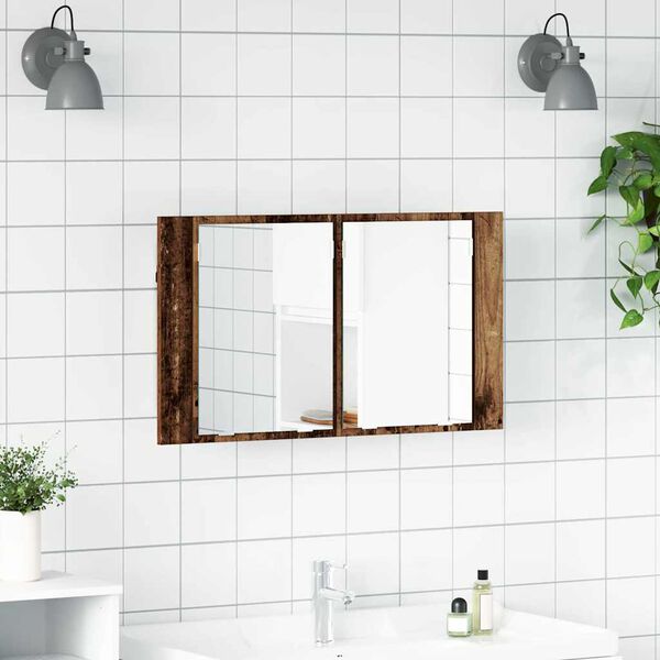 vidaXL Bathroom Mirror Cabinet with Shelf Old Wood 80 x 12 x 45 cm