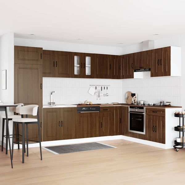 vidaXL Kitchen Cabinet with Door Kalmar 2 pcs Brown 80 x 46 x 81.5 cm
