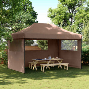 vidaXL Party Tent Brown with Black Frame Oxford Fabric