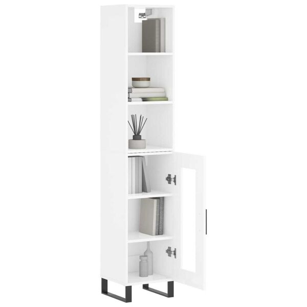 vidaXL Highboard High Gloss White 34.5x34x180 cm Engineered Wood
