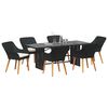vidaXL Garden Dining Set with Cushion 7 pcs Black Poly Rattan