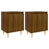 vidaXL Bed Cabinets with Solid Wood Legs 2 pcs Brown Oak 40x30x50 cm