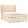 vidaXL Box Spring Bed with Mattress Cream 140x190 cm Fabric