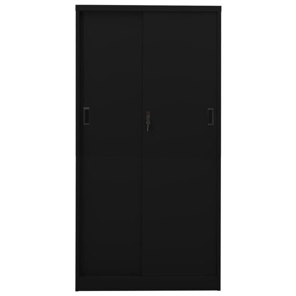 vidaXL Office Cabinet with Sliding Door Black 90x40x180 cm Steel