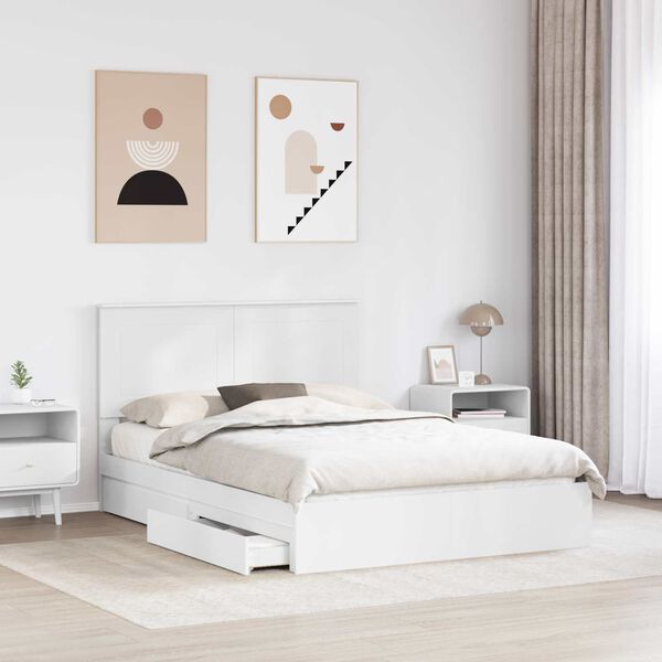vidaXL Storage Bed with Headboard White 140 x 190 cm Engineered Wood