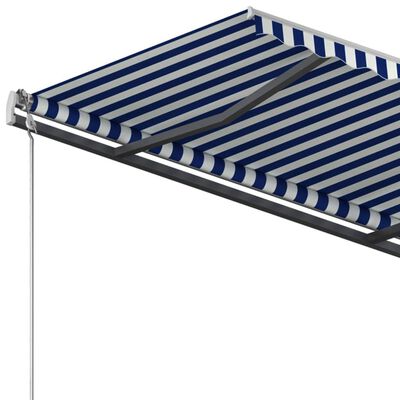 vidaXL Automatic Retractable Awning with Posts 3x2.5 m Blue and White