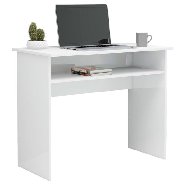 vidaXL Desk High Gloss White 90x50x74 cm Engineered Wood