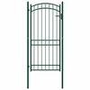 vidaXL Fence Gate with Arched Top Steel 100x136 cm Green