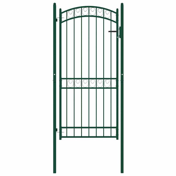 vidaXL Fence Gate with Arched Top Steel 100x136 cm Green