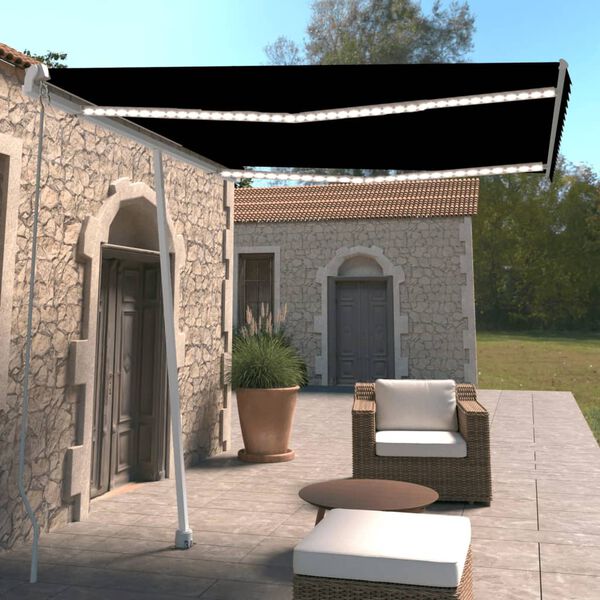 vidaXL Manual Retractable Awning with LED 300x250 cm Anthracite
