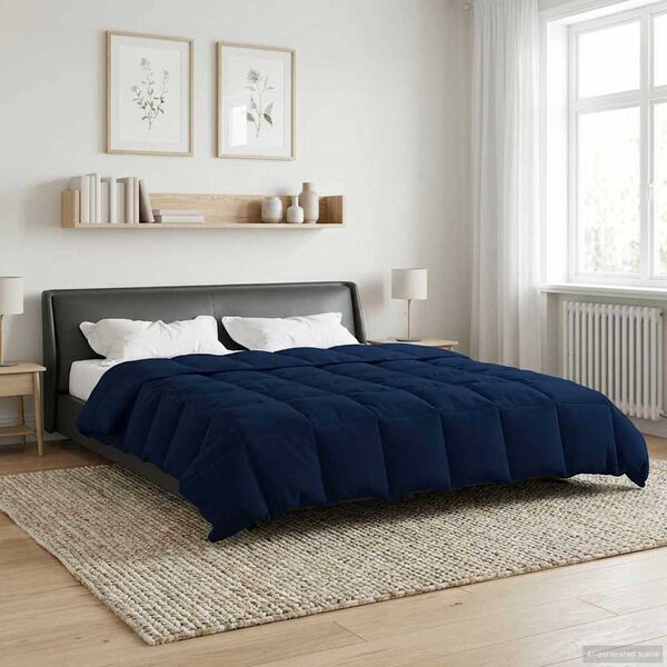 vidaXL Winter Duvet Quilted Dark Blue 240 x 260 cm Microfiber