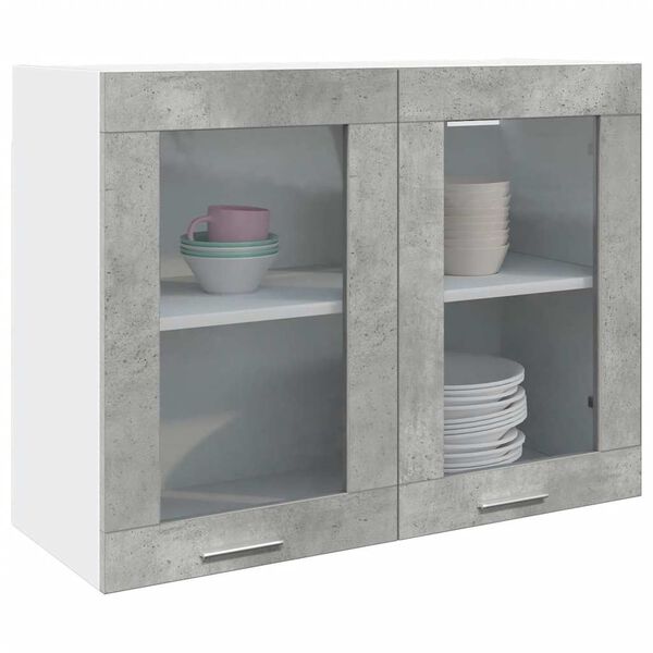 vidaXL Hanging Glass Cabinet Lyon Concrete Grey 80x31x60 cm