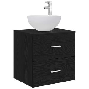 vidaXL Wall-Mounted Sink Vanity Black Oak 49.5 x 35 x 63 cm
