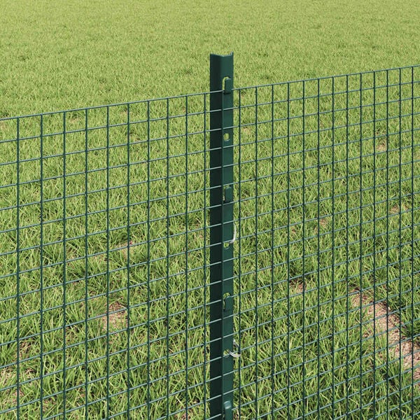 vidaXL Fence with Post Green 0.4 x 25 m Steel and PVC