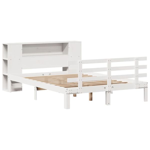 vidaXL Bookcase Bed without Mattress White 120x190 cm Small Double Solid Wood Pine