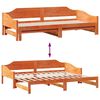 vidaXL Daybed with Trundle without Mattress Wax Brown 90x200 cm Solid Wood