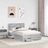 vidaXL Bed Frame with Drawer Grey Sonoma 120 x 190 cm Engineered Wood