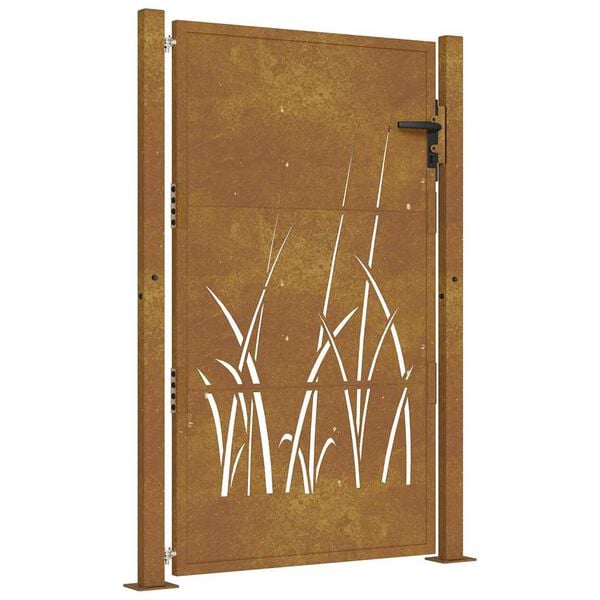 vidaXL Garden Gate 100x150 cm Corten Steel Grass Design