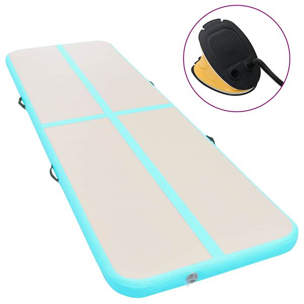 vidaXL Inflatable Gymnastics Mat with Pump 700x100x10 cm PVC Green
