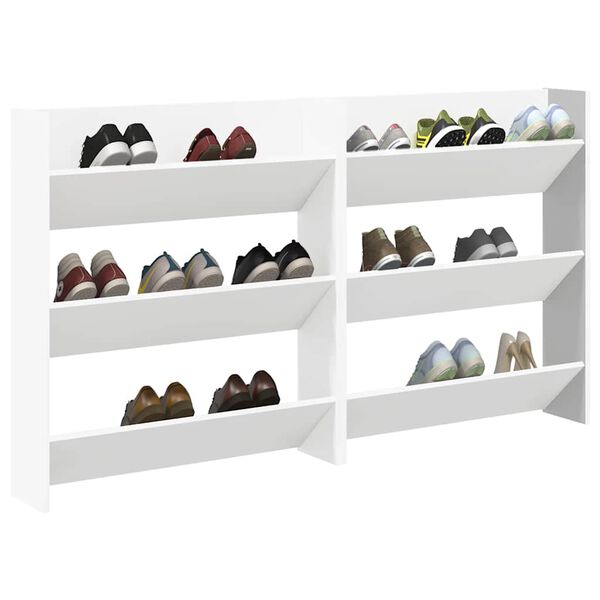 vidaXL Wall Shoe Cabinets 2 pcs White 80x18x90 cm Engineered Wood