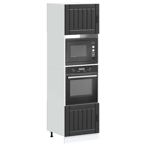 vidaXL Oven Cabinets 2 pcs Lucca Black Engineered Wood