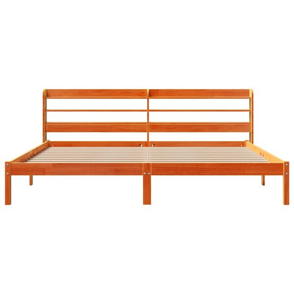 vidaXL Bed Frame with Headboard without Mattress Wax Brown 200x200 cm
