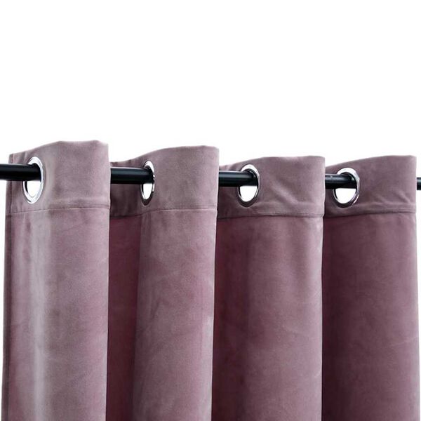 vidaXL Blackout Curtains with Rings 2pcs Velvet Antique Pink 140x225cm