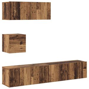 vidaXL 4 Piece TV Cabinet Set Wall-mounted Old Wood Engineered Wood