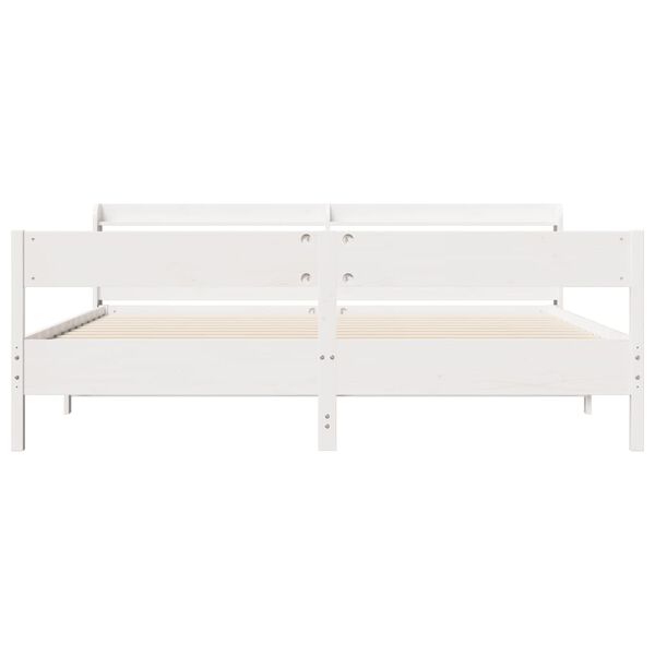 vidaXL Bed Frame without Mattress White 180x200 cm Super King Solid Wood Pine