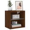 vidaXL Bedside Cabinet with LED Lights Wall-mounted Brown Oak