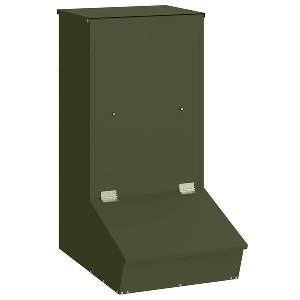 vidaXL Pig Feeder Olive Green 55 x 38 x 76 cm Cold-Rolled Steel
