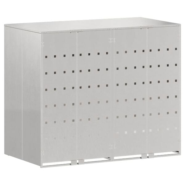 vidaXL Wheelie Bin Storage for 2 Bins Silver 136 x 77.5 x 115.5 cm