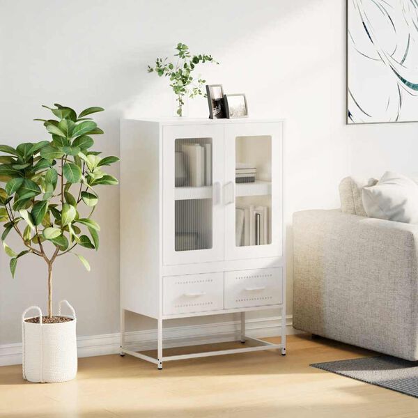 vidaXL Highboard White 68x39x111.5 cm Steel