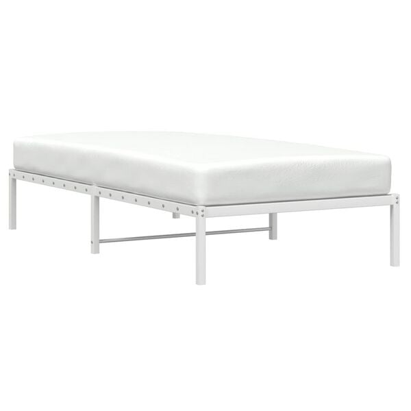 vidaXL Metal Bed Frame without Mattress White 100x190cm