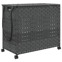 vidaXL Laundry Basket with Wheels Grey 66x35x60 cm Rattan