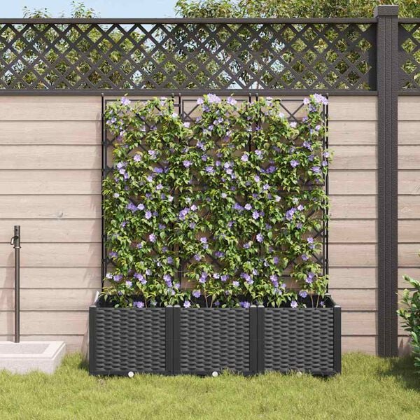 vidaXL Garden Planter 3 pcs Black 120 x 40 x 143 cm Steel