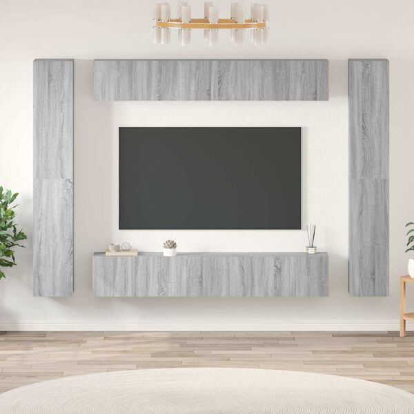 vidaXL 10 Piece TV Cabinet Set Grey Sonoma Engineered Wood